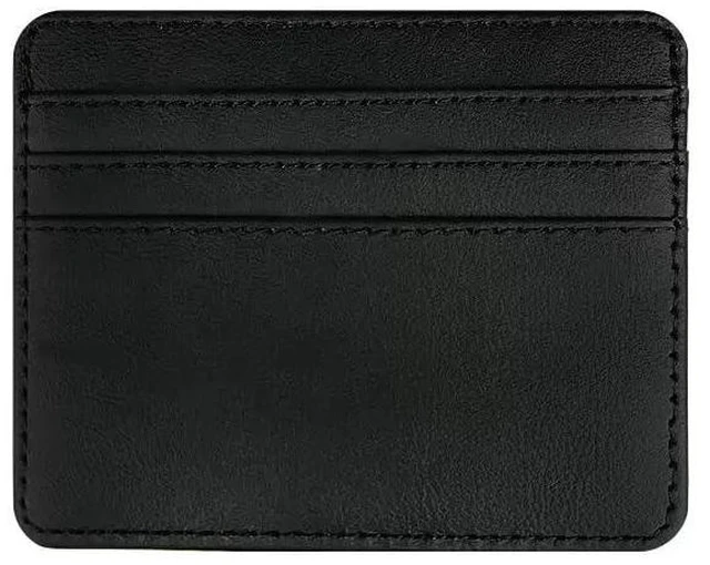 Alt view image 3 of 5 - Tangseajiao 2pc black Minimalist Pu Leather Card Holder, 3 Slots Slim, Pocket Slim Wallet Business Card Cover Coin Purse for Women Men