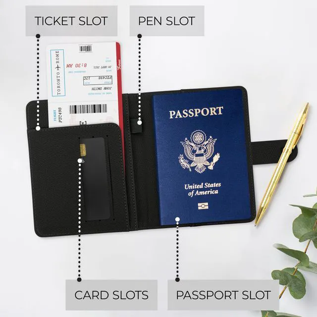 Alt view image 5 of 7 - Passport Holder for Travel - Cute Cover with Pen Holder for Women | Keeps Your Travel Documents Organized and Safe - Quality Passport Wallet for Women and Men, Great for Gifting
