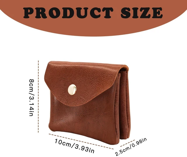Alt view image 2 of 7 - AdiStylinno Coin Purse, Portable PU Leather Purse Small Change Wallet, Bifold Change Purse with Zipper and Snap for Men Women (Brown)