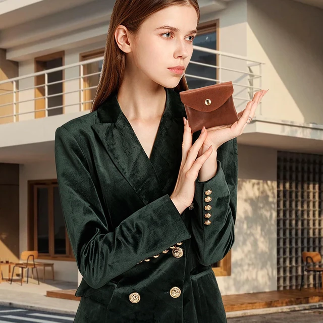 Alt view image 4 of 7 - AdiStylinno Coin Purse, Portable PU Leather Purse Small Change Wallet, Bifold Change Purse with Zipper and Snap for Men Women (Brown)