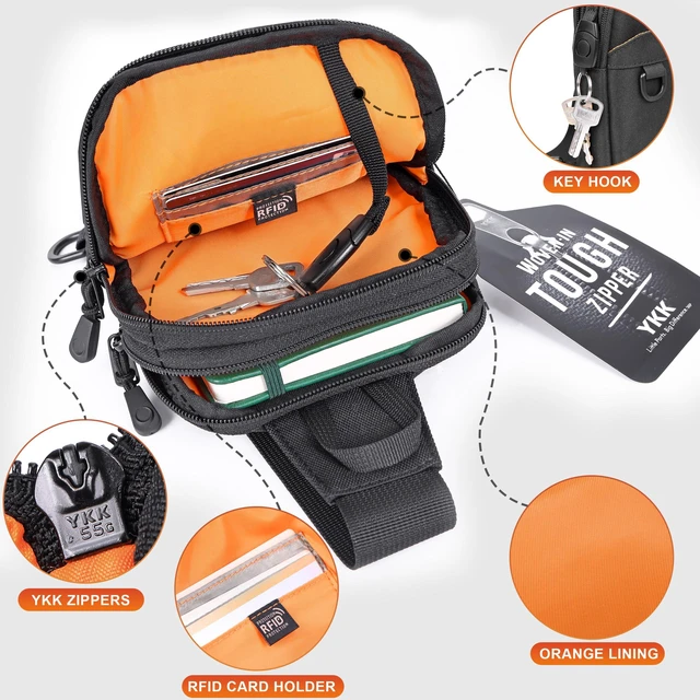 Alt view image 3 of 7 - HILOMON Small Sling Bag RFID Blocking Mini Crossbody Bag for Men and Women | YKK Zippers Reversible Adjustable Strap Lightweight Versatile Carry Card Holder Compartment Breathable Material