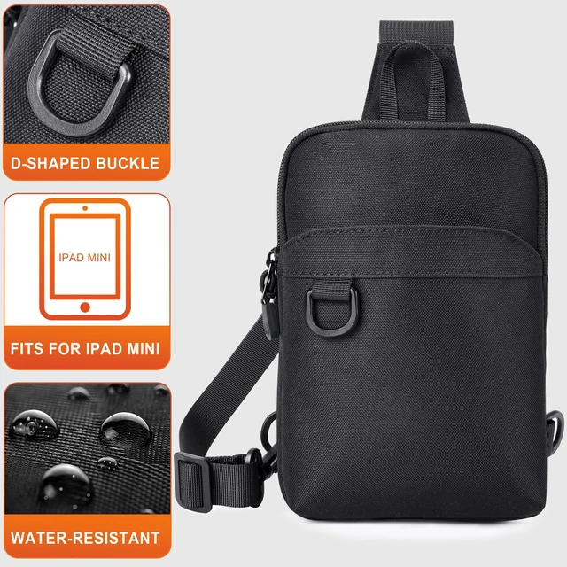 Alt view image 4 of 7 - HILOMON Small Sling Bag RFID Blocking Mini Crossbody Bag for Men and Women | YKK Zippers Reversible Adjustable Strap Lightweight Versatile Carry Card Holder Compartment Breathable Material