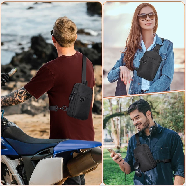 Alt view image 7 of 7 - HILOMON Small Sling Bag RFID Blocking Mini Crossbody Bag for Men and Women | YKK Zippers Reversible Adjustable Strap Lightweight Versatile Carry Card Holder Compartment Breathable Material