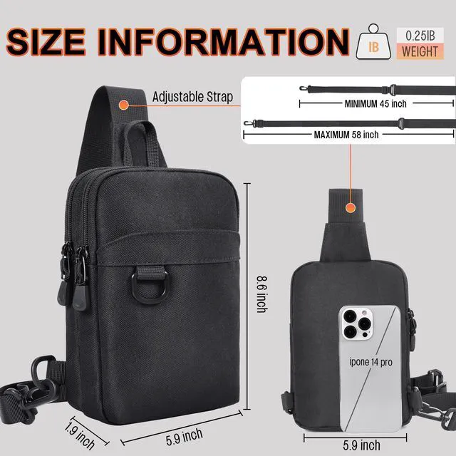 Alt view image 6 of 7 - HILOMON Small Sling Bag RFID Blocking Mini Crossbody Bag for Men and Women | YKK Zippers Reversible Adjustable Strap Lightweight Versatile Carry Card Holder Compartment Breathable Material