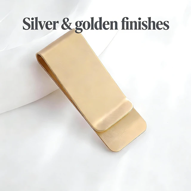 Alt view image 5 of 7 - YOFAN Money Clip Set, 2-Pack 2-Inch Stainless Steel Card & Cash Holder | Stainless steel, ultra-thin 0.04", 2" x 0.79", silver & gold, front-pocket, for men, cards, cash, everyday, gift