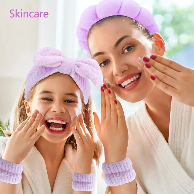 Alt view image 3 of 7 - Chanaco Makeup, Skincare & Face Wash Headband, Wrist Towels, Spa Headband, Teen Girl Gifts, Hair Accessories for Women & Girls