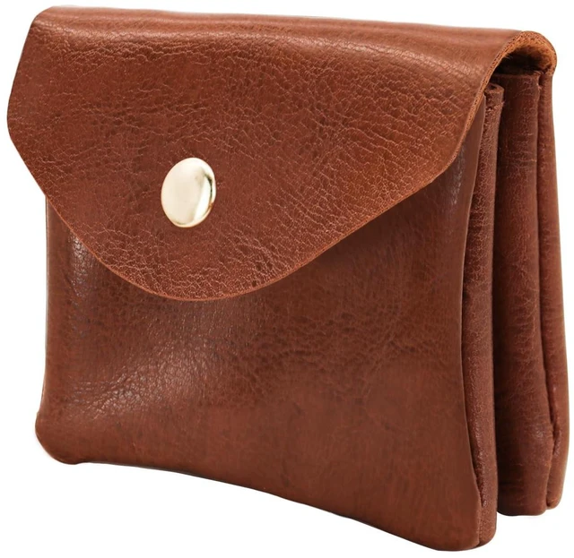 Main image of AdiStylinno Coin Purse, Portable PU Leather Purse Small Change Wallet, Bifold Change Purse with Zipper and Snap for Men Women (Brown)