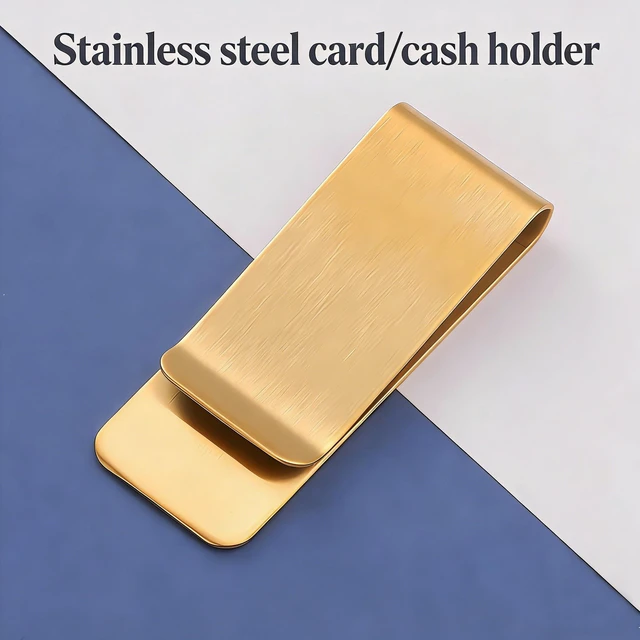 Alt view image 6 of 7 - YOFAN Money Clip Set, 2-Pack 2-Inch Stainless Steel Card & Cash Holder | Stainless steel, ultra-thin 0.04", 2" x 0.79", silver & gold, front-pocket, for men, cards, cash, everyday, gift