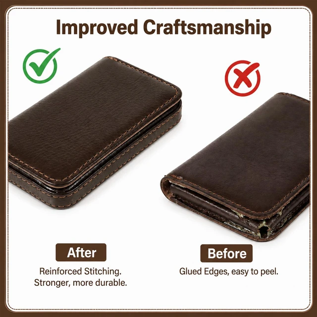 Alt view image 3 of 7 - Business Card Holder Case, PU Leather Business Card Case Pocket Travel Name Cards Holders Wallet Magnetic Businesses Cards Carrier for Men & Women, Slim & Stylish, Coffee