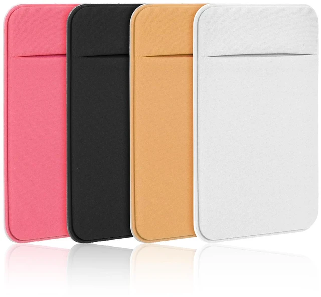 Main image of 4 PCS Flat Thin Wallet Key Holder, Slim Credit Card Sleeve Holders, Minimalist Slim Key Organizer Sleeve with Big Compartment, Compact KeyCard Holder for Women Men (Black, White, Fuchsia, Brown)