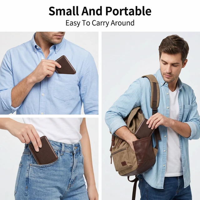 Alt view image 4 of 7 - Business Card Holder Case, PU Leather Business Card Case Pocket Travel Name Cards Holders Wallet Magnetic Businesses Cards Carrier for Men & Women, Slim & Stylish, Coffee