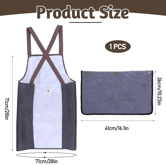 Alt view image 4 of 7 - Kitchen Apron with Detachable Towel and Pockets Waterproof Cooking Apron No-Tie Cross Back Aprons Chef Aprons for Cooking Baking BBQ