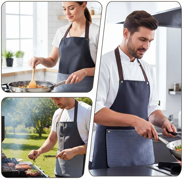Alt view image 5 of 7 - Kitchen Apron with Detachable Towel and Pockets Waterproof Cooking Apron No-Tie Cross Back Aprons Chef Aprons for Cooking Baking BBQ