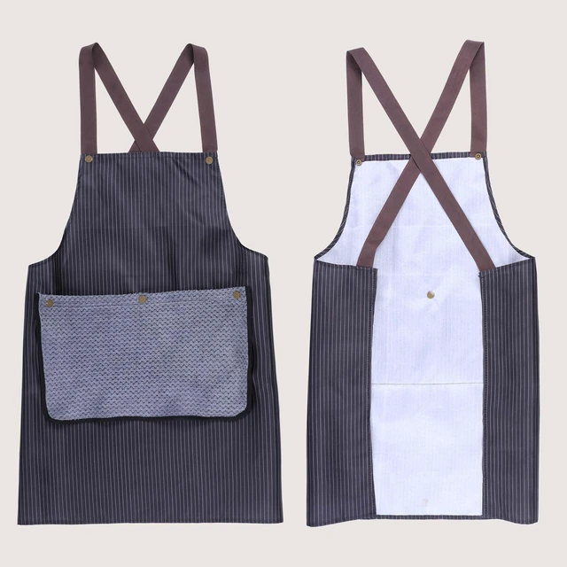 Alt view image 6 of 7 - Kitchen Apron with Detachable Towel and Pockets Waterproof Cooking Apron No-Tie Cross Back Aprons Chef Aprons for Cooking Baking BBQ