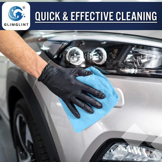 Alt view image 4 of 7 - GLIMGLINT Microfiber Cleaning Cloth, 12 Pack Towels for Cars 14 X12 Inch | High Absorbent & Lint Free Shop Rags Bulk, All-Purpose Car Cleaning Towels for Cars, Kitchen, Restaurant, Garage, Blue