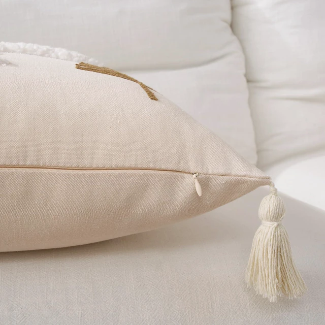 Alt view image 5 of 5 - TAJWE Christmas Pillow Cover 18x18 Inch Soft Cute Pellet Embroidery Trees Decorative Pillowcase with Tassel Farmhouse Xmas Winter Holiday Lumbar Cushion Case for Sofa Couch Home Decor