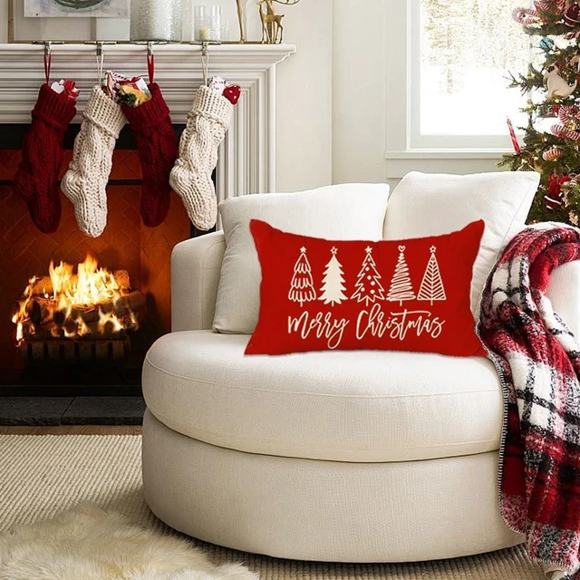 Alt view image 3 of 7 - Christmas Pillow Covers 12x20,Outdoor Christmas Tree Red Lumbar Merry | Xmas Decor for Holiday Couch Sofa,No Insert,Durable Polyester,Fit 12x20 inch Inserts or Smaller