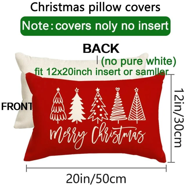 Alt view image 2 of 7 - Christmas Pillow Covers 12x20,Outdoor Christmas Tree Red Lumbar Merry | Xmas Decor for Holiday Couch Sofa,No Insert,Durable Polyester,Fit 12x20 inch Inserts or Smaller