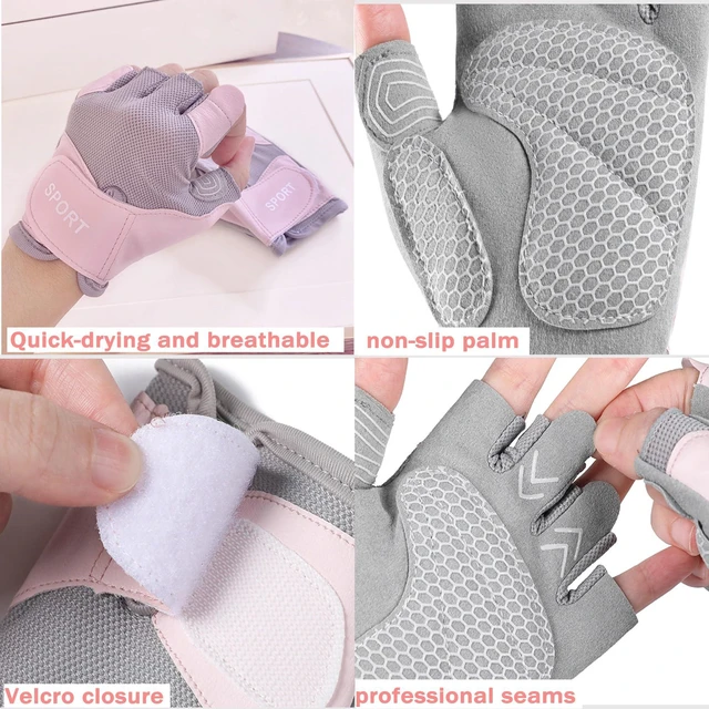 Alt view image 2 of 7 - Breathable Workout Gloves Women & Men Half Finger Gym Gloves Anti-Slip Shock Absorption Lightweight Exercise Gloves for Weightlifting, Cycling, Yoga, Training & Fitness