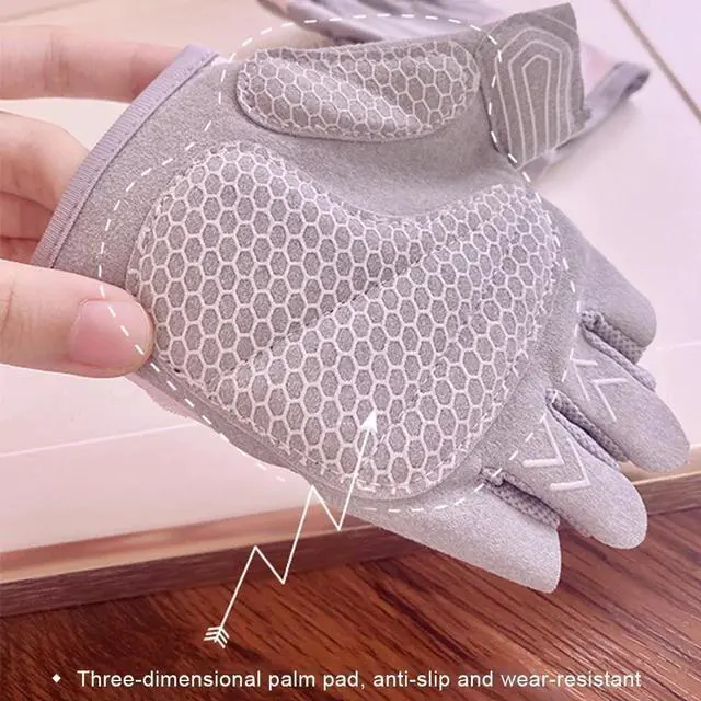 Alt view image 6 of 7 - Breathable Workout Gloves Women & Men Half Finger Gym Gloves Anti-Slip Shock Absorption Lightweight Exercise Gloves for Weightlifting, Cycling, Yoga, Training & Fitness