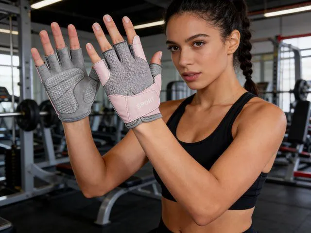 Alt view image 5 of 7 - Breathable Workout Gloves Women & Men Half Finger Gym Gloves Anti-Slip Shock Absorption Lightweight Exercise Gloves for Weightlifting, Cycling, Yoga, Training & Fitness