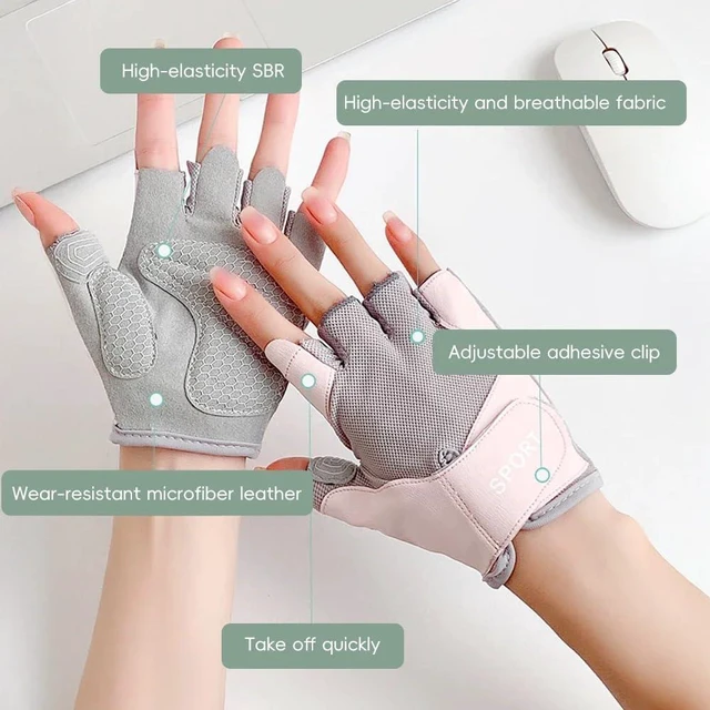 Alt view image 7 of 7 - Breathable Workout Gloves Women & Men Half Finger Gym Gloves Anti-Slip Shock Absorption Lightweight Exercise Gloves for Weightlifting, Cycling, Yoga, Training & Fitness