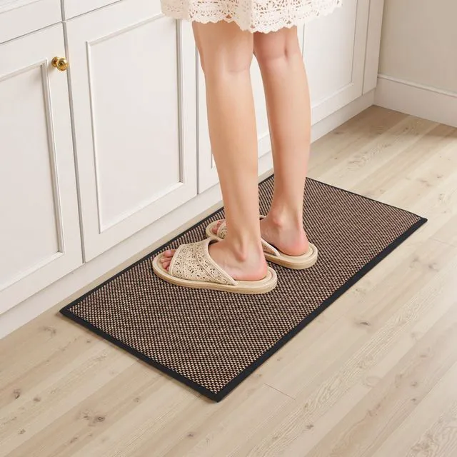 Main image of Riveroy Non-Slip Kitchen Mat Super Absorbent Microfiber Rug for Sink, Stove & Floor Machine Washable (Black,17.3" x 30")