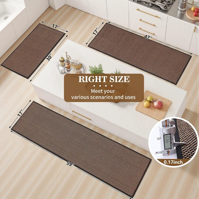 Alt view image 3 of 7 - Riveroy Non-Slip Kitchen Mat Super Absorbent Microfiber Rug for Sink, Stove & Floor Machine Washable (Black,17.3" x 30")