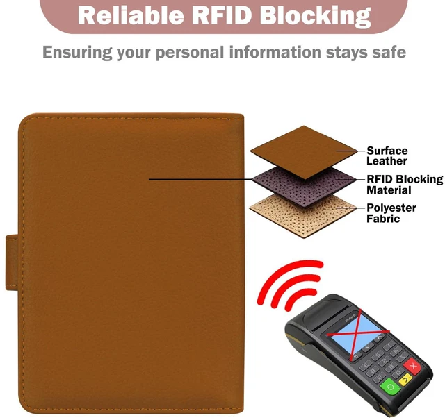 Alt view image 4 of 7 - HOTCOOL Passport Holder Travel Essentials Airplane & Cruise Essentials Ship Leather Wallet Cover Case RFID Blocking Women & Men Vacation Travel Accessories Gifts Deals, Litchi - Brown