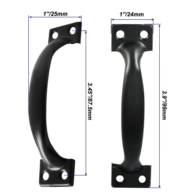 Alt view image 5 of 5 - Zorveiio 4Pcs 4 Metal Door Handles Bow Handle, Black Door Pulls Vintage | Large Door Pulls, Vintage Barn Door Style, For Furniture Cabinets Kitchen Drawer Dresser Gate