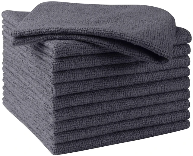 Main image of HOMEXCEL Microfiber Cleaning Cloth 10PK, Towels for Car, Cleaning Rag, Grey | Lint Free Cleaning Rags for House, Garage, Kitchen, Car Detailing, Shop Towels Bulk Scratch-Free, Absorbent, 11.5"X 11.5"