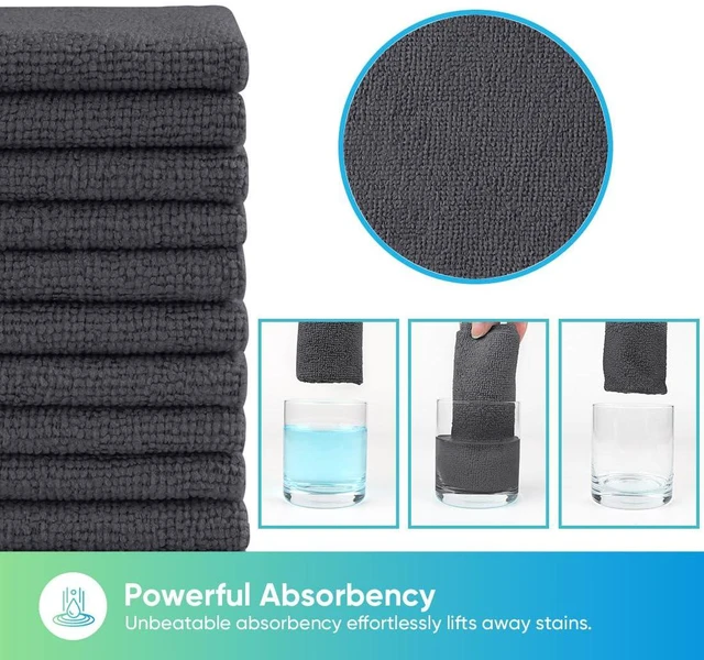 Alt view image 3 of 6 - HOMEXCEL Microfiber Cleaning Cloth 10PK, Towels for Car, Cleaning Rag, Grey | Lint Free Cleaning Rags for House, Garage, Kitchen, Car Detailing, Shop Towels Bulk Scratch-Free, Absorbent, 11.5"X 11.5"