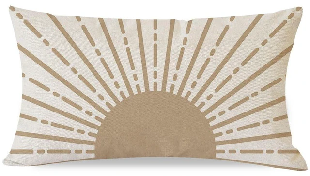 Main image of PANDICORN Sunshine Sun Throw Pillow Cover 12x20 Inch Beige | Outdoor Spring Summer Boho Decorations Cute Lumbar Decorative Cushion Case for Home Dorm Living Room Bedroom Sofa Couch Decor