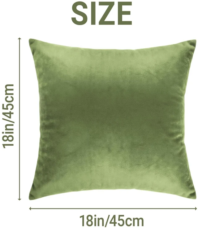 Alt view image 6 of 7 - Q&J FABRIC CO. Velvet Throw Pillow Covers 1 Pack 18x18 Inch Olive Green | 100% Polyester Plush, Soft Square Cushion Case Solid Luxury Pillow Covers for Living Room Couch Bed Sofa Outdoor Home Decor