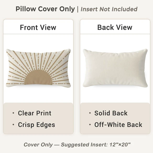 Alt view image 4 of 7 - PANDICORN Sunshine Sun Throw Pillow Cover 12x20 Inch Beige | Outdoor Spring Summer Boho Decorations Cute Lumbar Decorative Cushion Case for Home Dorm Living Room Bedroom Sofa Couch Decor