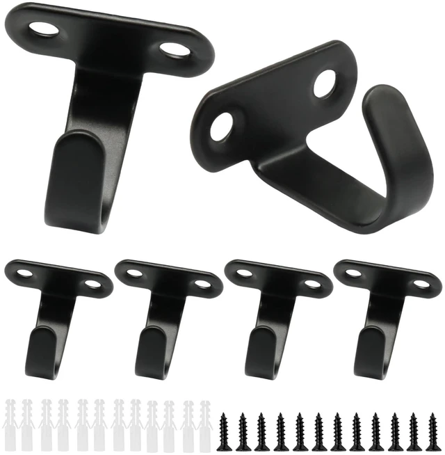 Main image of 6 Pack Heavy Duty Ceiling Hooks, Stainless Steel, Matte Black | Under-Shelf Coat Hook, Towel/Robe Clothes Hanger, For Cabinet Kitchen Cupboard Bathroom