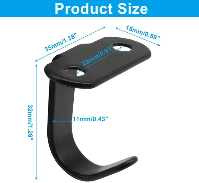 Alt view image 2 of 4 - 6 Pack Heavy Duty Ceiling Hooks, Stainless Steel, Matte Black | Under-Shelf Coat Hook, Towel/Robe Clothes Hanger, For Cabinet Kitchen Cupboard Bathroom