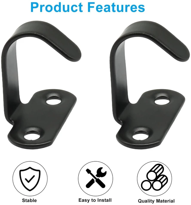 Alt view image 4 of 4 - 6 Pack Heavy Duty Ceiling Hooks, Stainless Steel, Matte Black | Under-Shelf Coat Hook, Towel/Robe Clothes Hanger, For Cabinet Kitchen Cupboard Bathroom