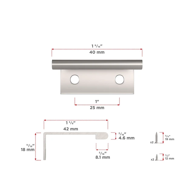 Alt view image 4 of 7 - | Lincoln 1-in (25 mm) Brushed Stainless Steel Cabinet Edge Pull