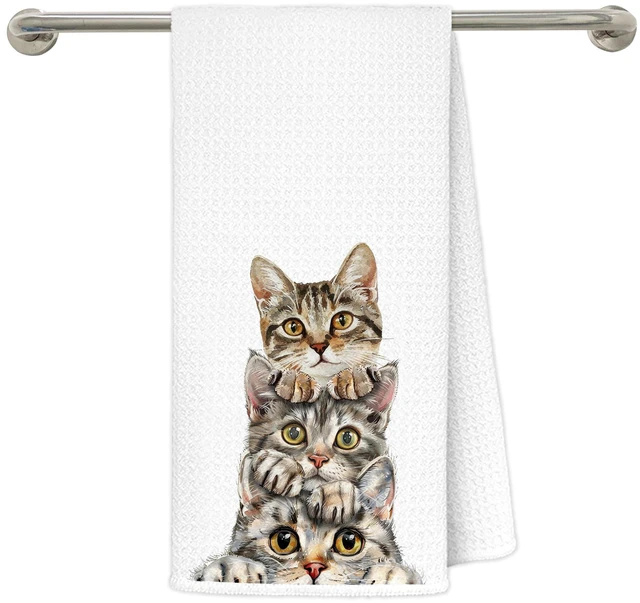 Main image of Tabby Cat Gifts Kitchen Towels 16x24 in, Cat Lovers Mom Owner Gifts, Cute Kitty Kitten Decorative Hand Tea Dish Towels for Bathroom Kitchen