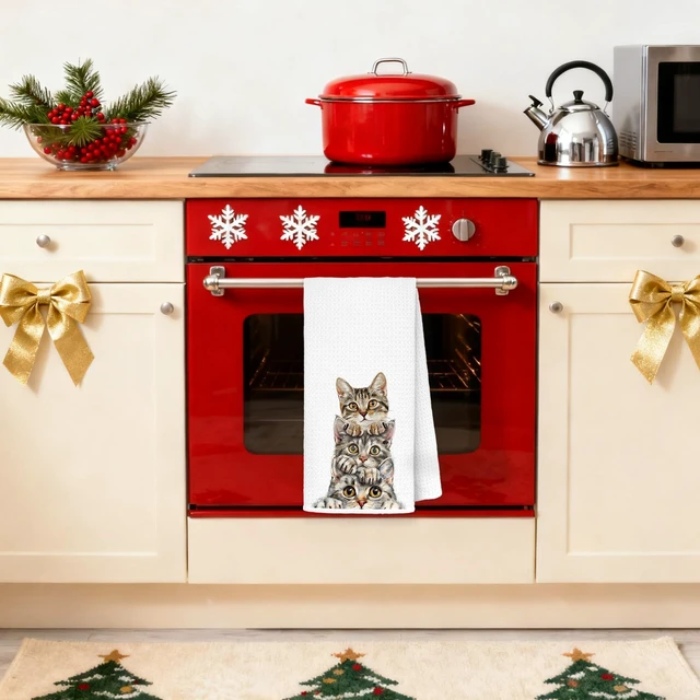 Alt view image 2 of 7 - Tabby Cat Gifts Kitchen Towels 16x24 in, Cat Lovers Mom Owner Gifts, Cute Kitty Kitten Decorative Hand Tea Dish Towels for Bathroom Kitchen
