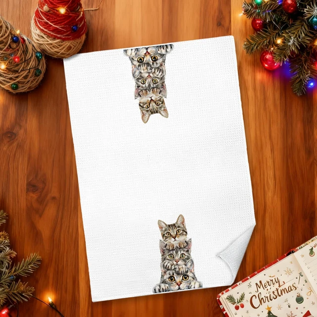 Alt view image 4 of 7 - Tabby Cat Gifts Kitchen Towels 16x24 in, Cat Lovers Mom Owner Gifts, Cute Kitty Kitten Decorative Hand Tea Dish Towels for Bathroom Kitchen
