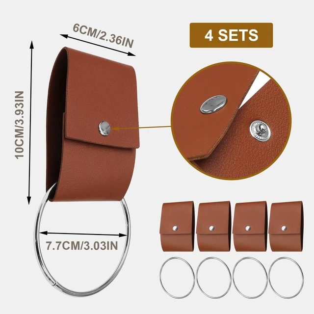 Alt view image 2 of 7 - Jiozermi 4 Pcs Towel Ring Holder, Brown | Hand Towel with Hanging Loop, Dish Rag Holder, For Kitchen Dish Towels, For Bathroom Towels