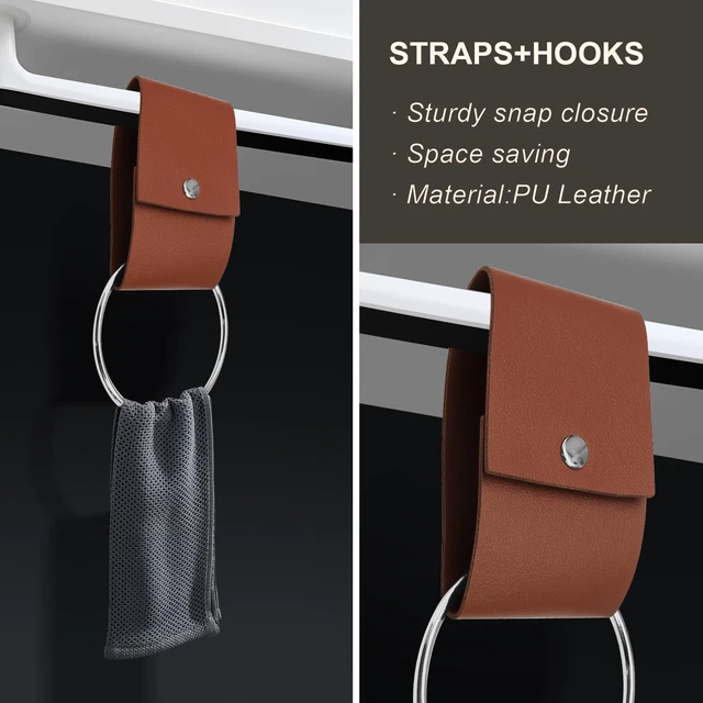 Alt view image 5 of 7 - Jiozermi 4 Pcs Towel Ring Holder, Brown | Hand Towel with Hanging Loop, Dish Rag Holder, For Kitchen Dish Towels, For Bathroom Towels