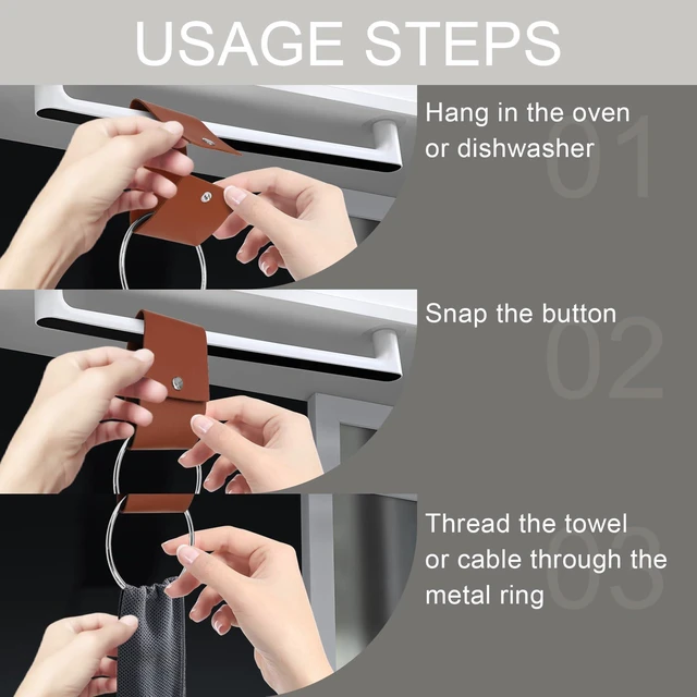 Alt view image 4 of 7 - Jiozermi 4 Pcs Towel Ring Holder, Brown | Hand Towel with Hanging Loop, Dish Rag Holder, For Kitchen Dish Towels, For Bathroom Towels