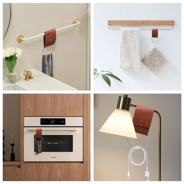 Alt view image 6 of 7 - Jiozermi 4 Pcs Towel Ring Holder, Brown | Hand Towel with Hanging Loop, Dish Rag Holder, For Kitchen Dish Towels, For Bathroom Towels