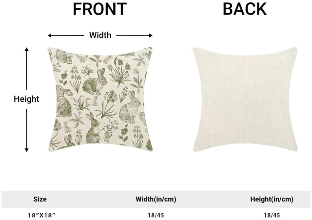 Alt view image 4 of 7 - Sorktse Sage Green Easter Pillow Covers 18x18 Inch Set of 2 Spring Easter Bunny Floral Throw Pillows Outdoor Decorative Rabbit Botanical Flower Pillowcase Linen Cushion Cases for Bed Sofa Couch