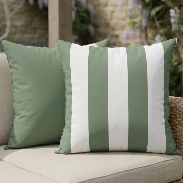 Main image of Outdoor Pillows Set of 2 - Waterproof 18x18 Throw Pillow Covers | Durable Weather Resistant Cushions for Porch and Patio Furniture Decor - Fits Garden, Balcony or Backyard Seating