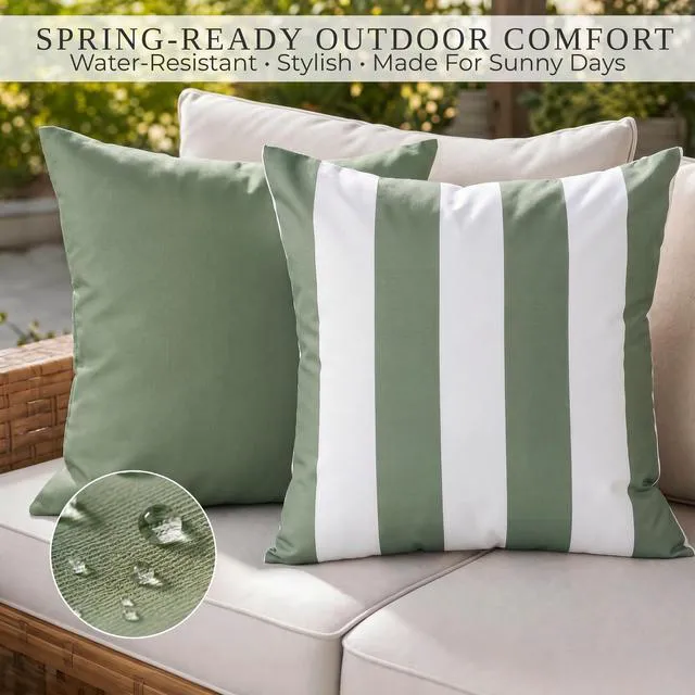Alt view image 3 of 7 - Outdoor Pillows Set of 2 - Waterproof 18x18 Throw Pillow Covers | Durable Weather Resistant Cushions for Porch and Patio Furniture Decor - Fits Garden, Balcony or Backyard Seating