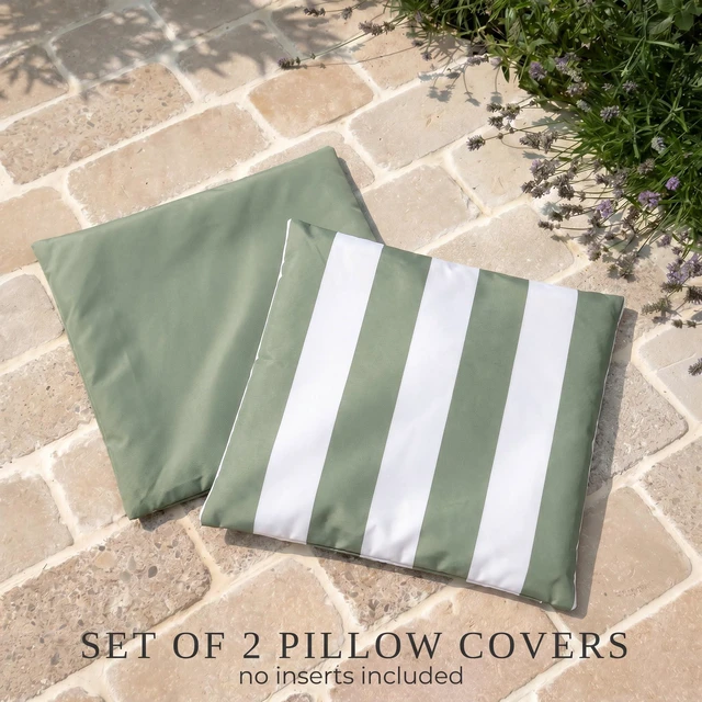 Alt view image 5 of 7 - Outdoor Pillows Set of 2 - Waterproof 18x18 Throw Pillow Covers | Durable Weather Resistant Cushions for Porch and Patio Furniture Decor - Fits Garden, Balcony or Backyard Seating